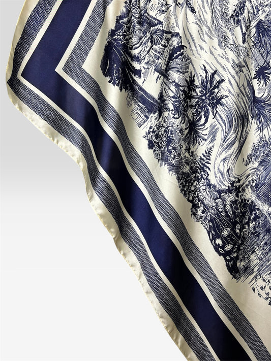 Square Hijab Silk - Forest Blue