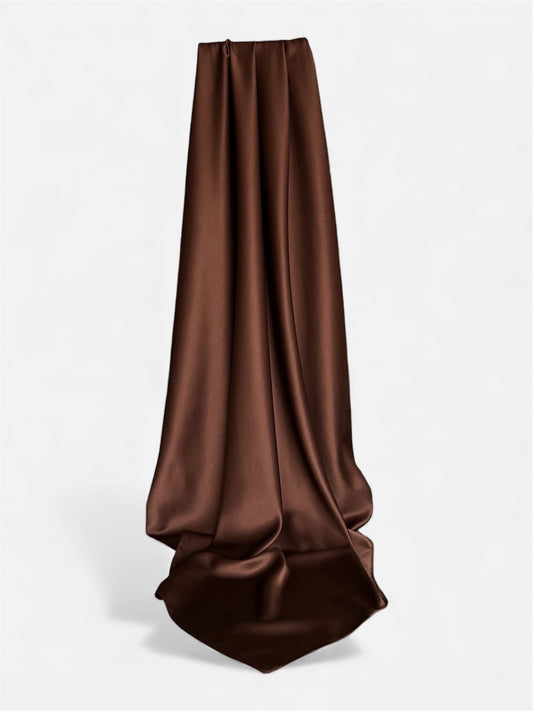 Square Satin Hijab - Brown
