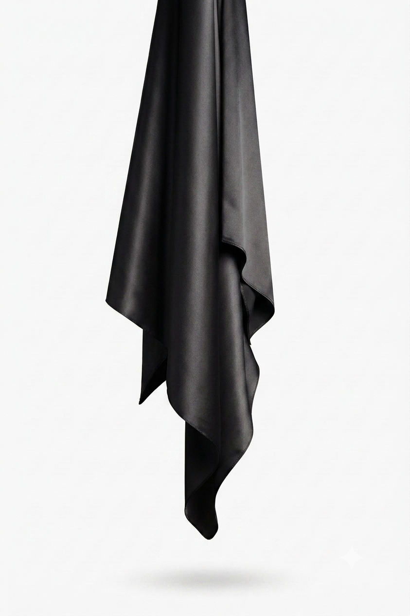 Square Satin Hijab - Black