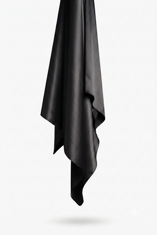 Square Satin Hijab - Black