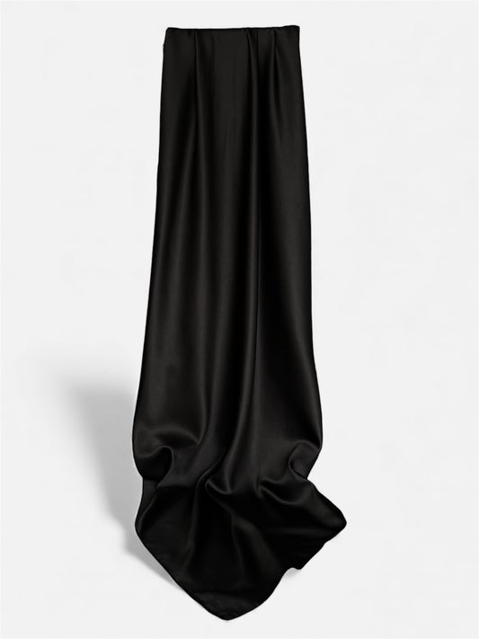 Square Satin Hijab - Black