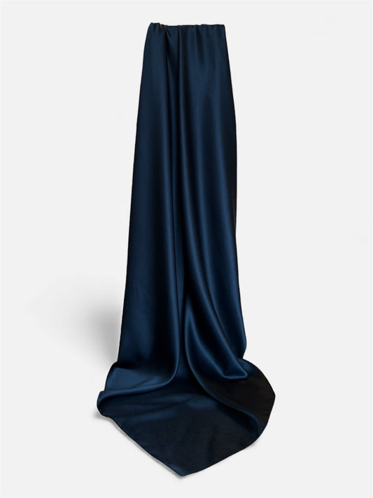Square Satin Hijab - Navy Blue