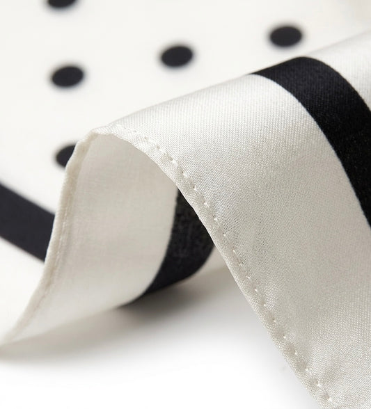 Square Satin Hijab - Polka White