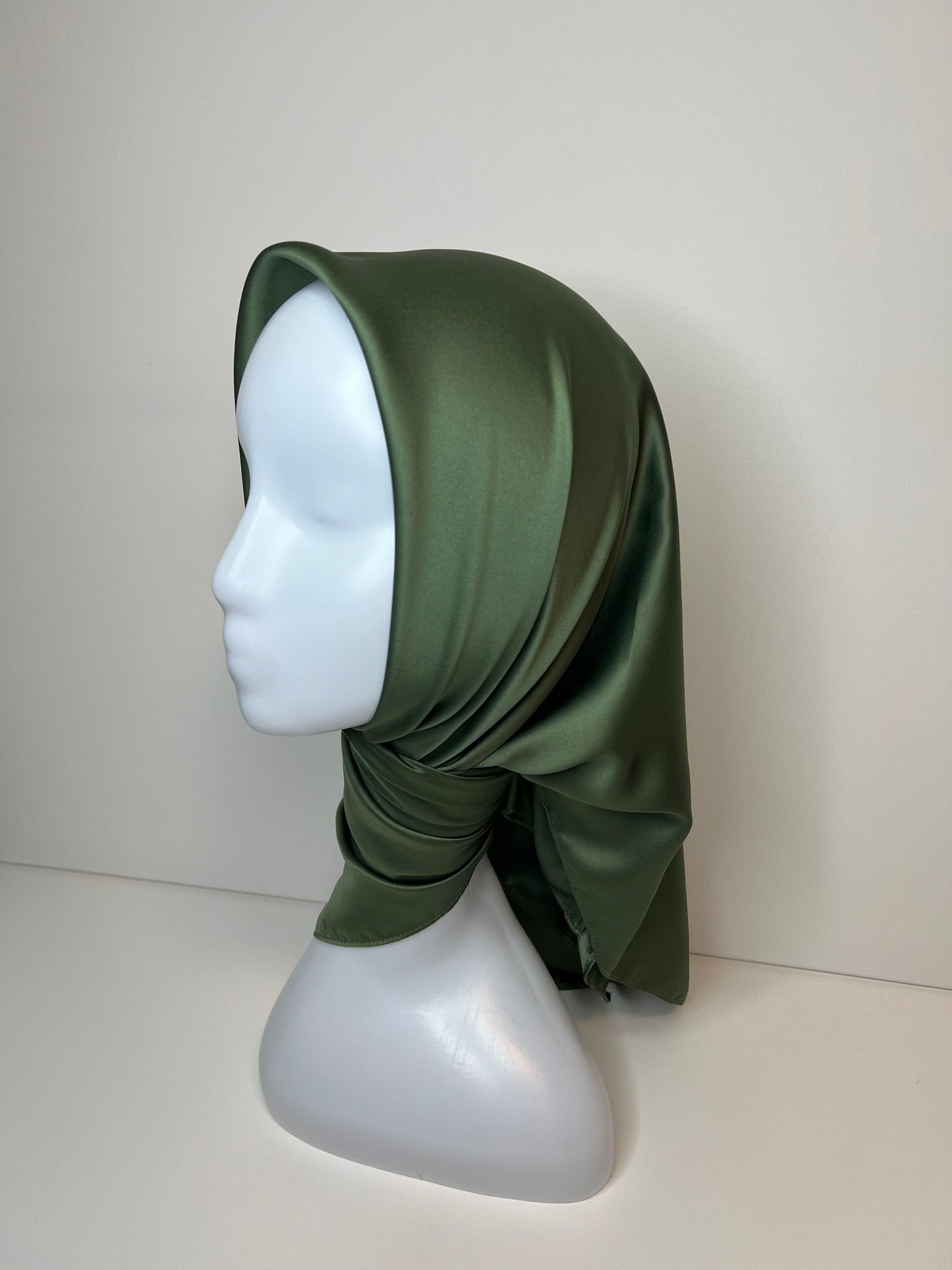 Square Satin Hijab - Olive