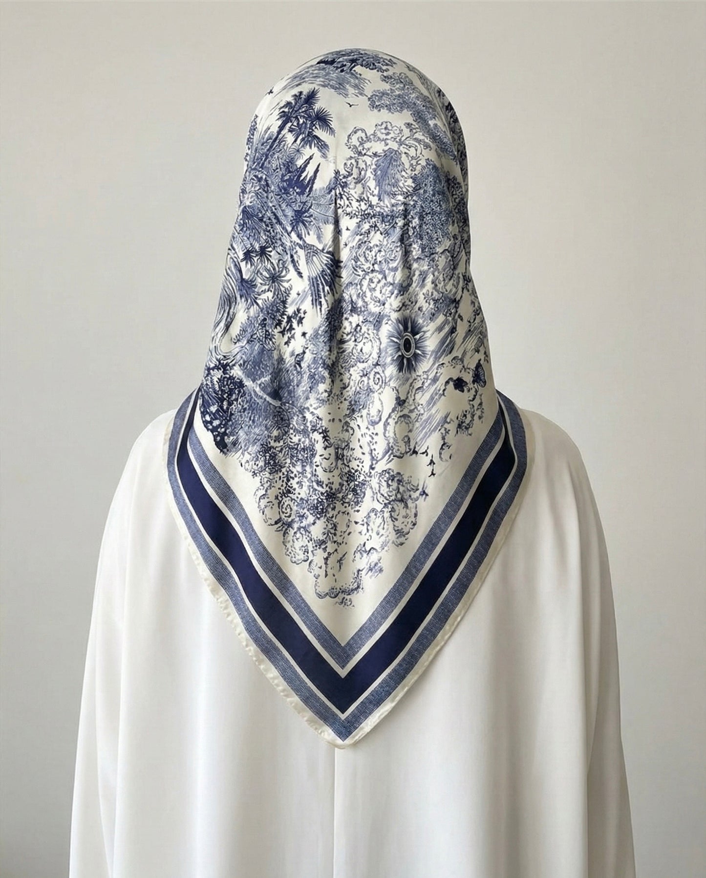 Square Hijab Silk - Forest Blue