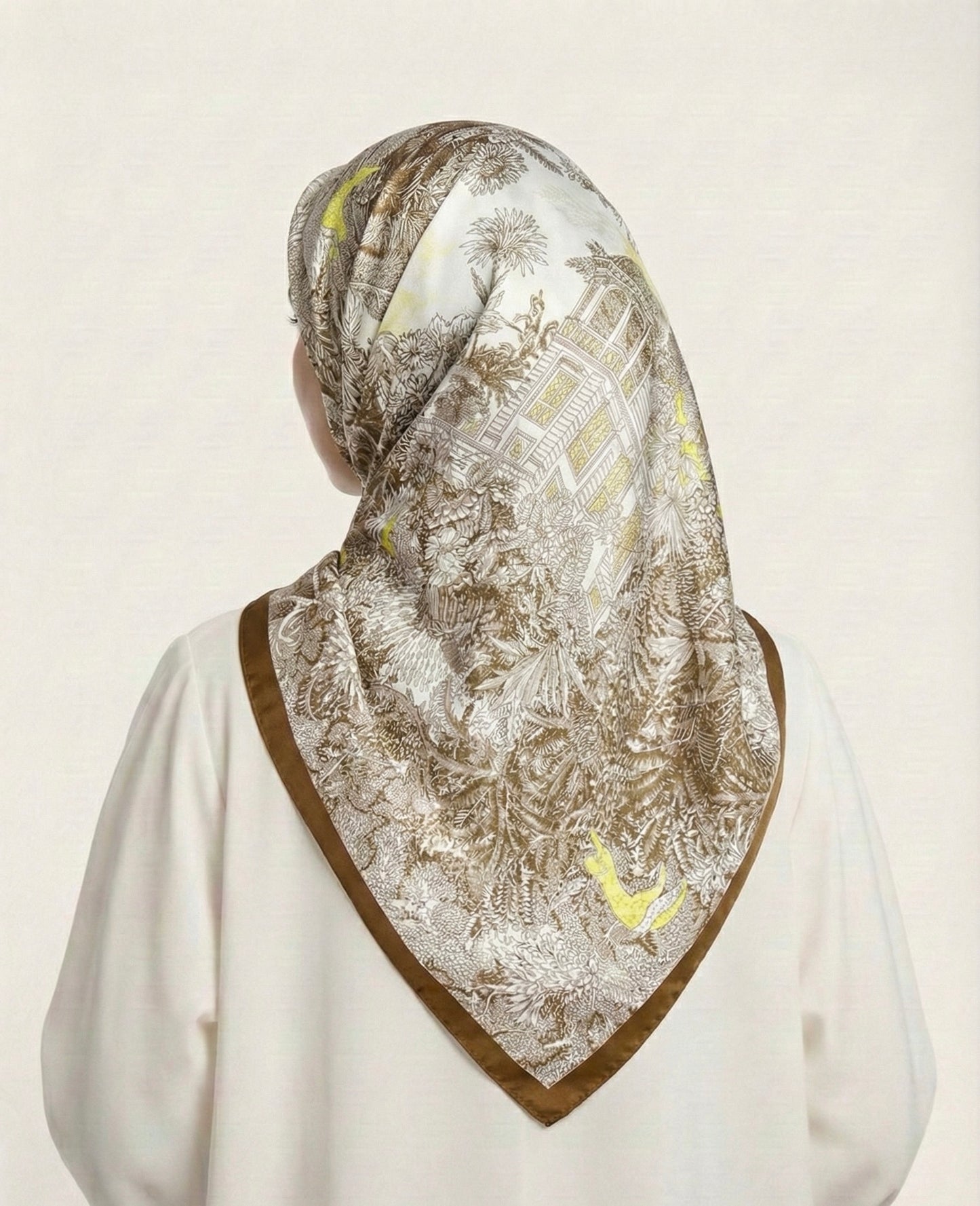 Square Hijab Silk - Wood Brown 