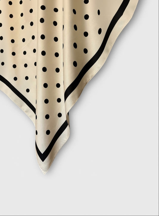 Square Satin Hijab - Polka White