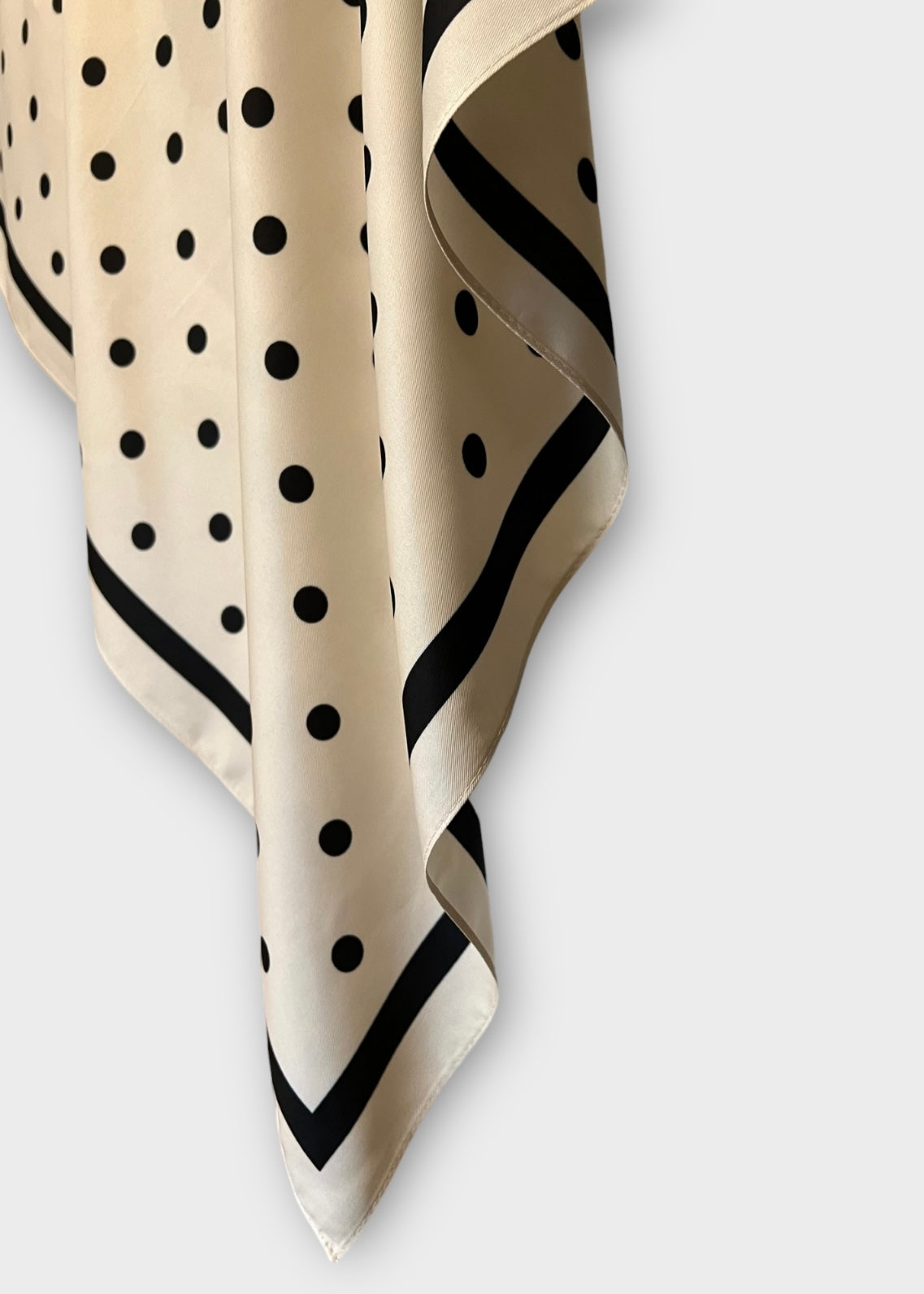 Square Satin Hijab - Polka White