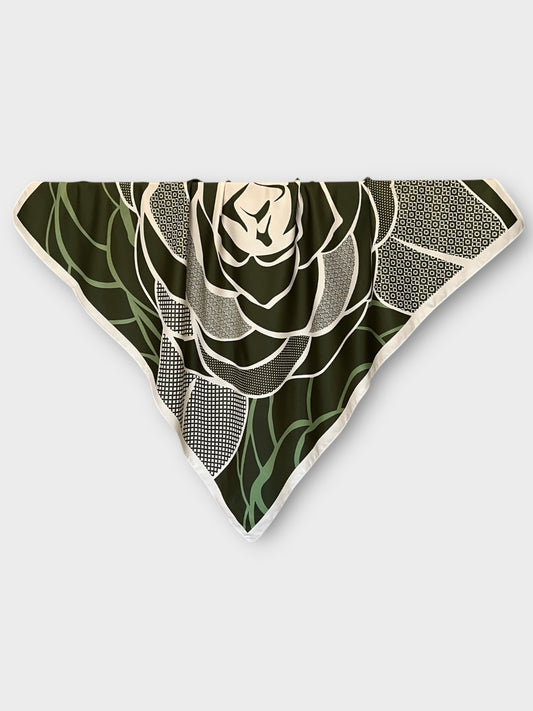 Square Satin Hijab - Rose Emerald