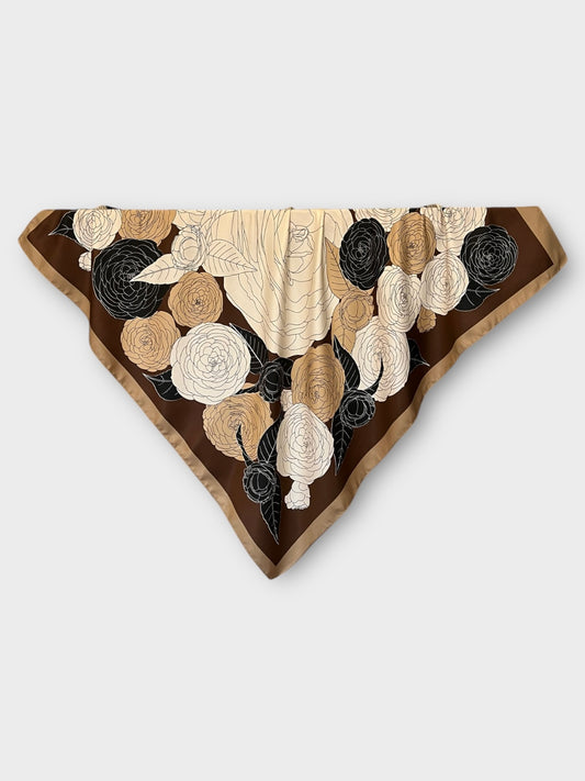 Square Satin Hijab - Bouquet Brown