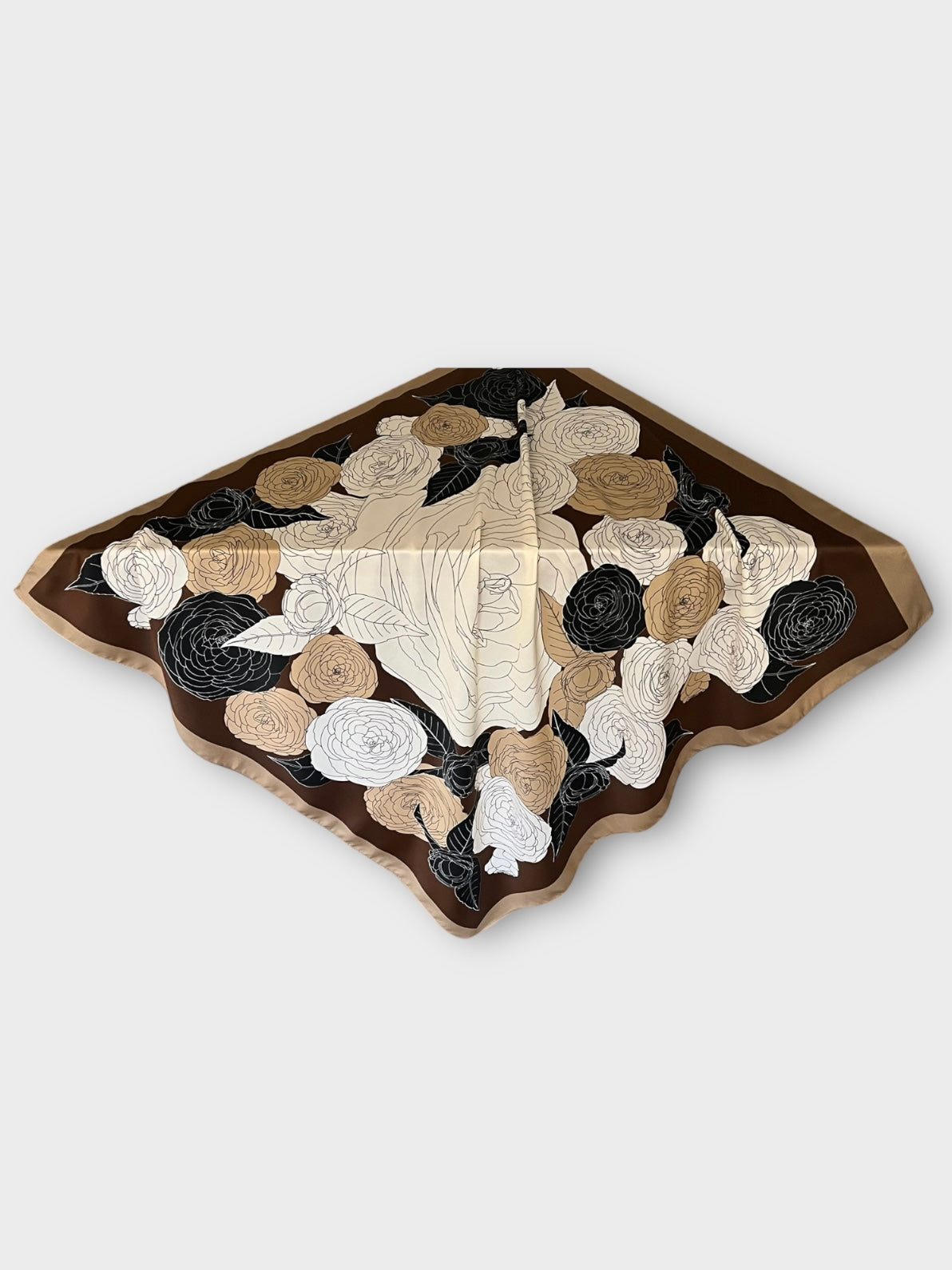 Square Satin Hijab - Bouquet Brown