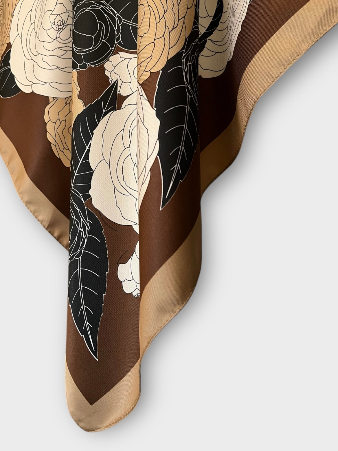 Square Satin Hijab - Bouquet Brown