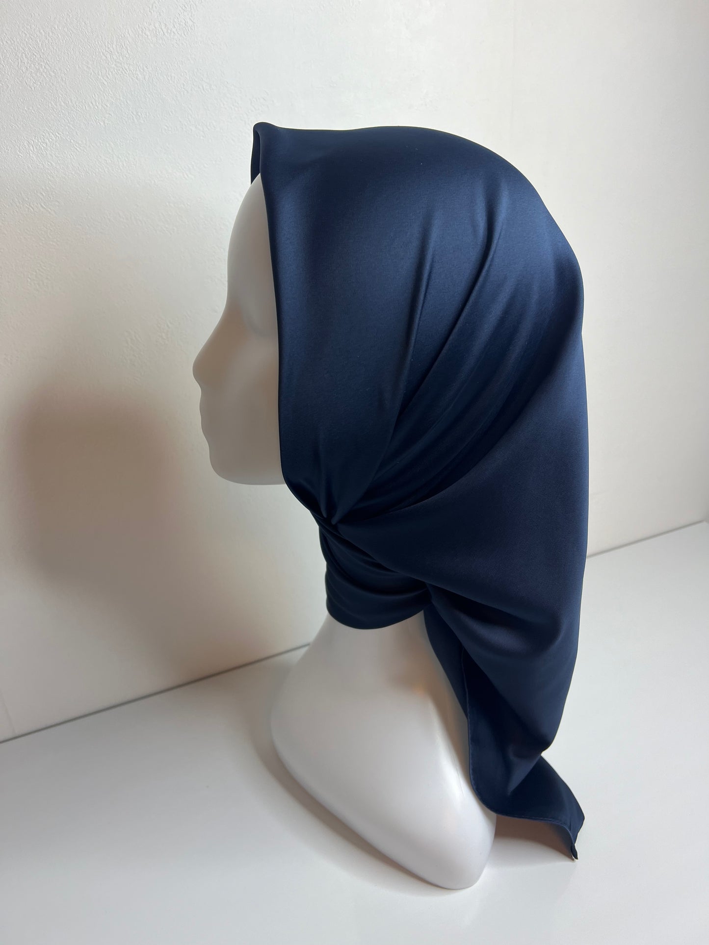 Square Satin Hijab - Navy Blue