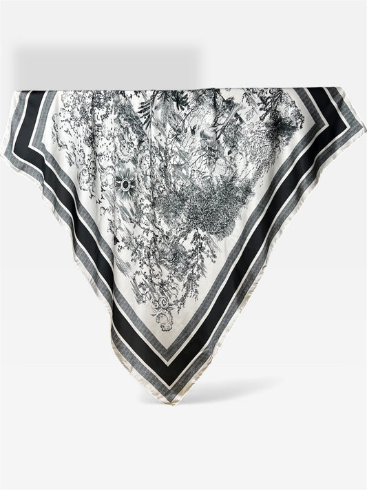 Square Hijab Silk - Forest Black