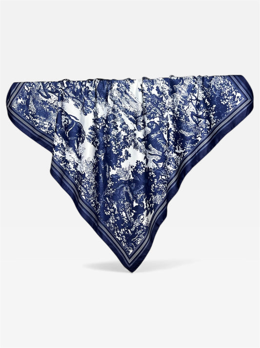 Square Hijab Silk - Paisley Blue