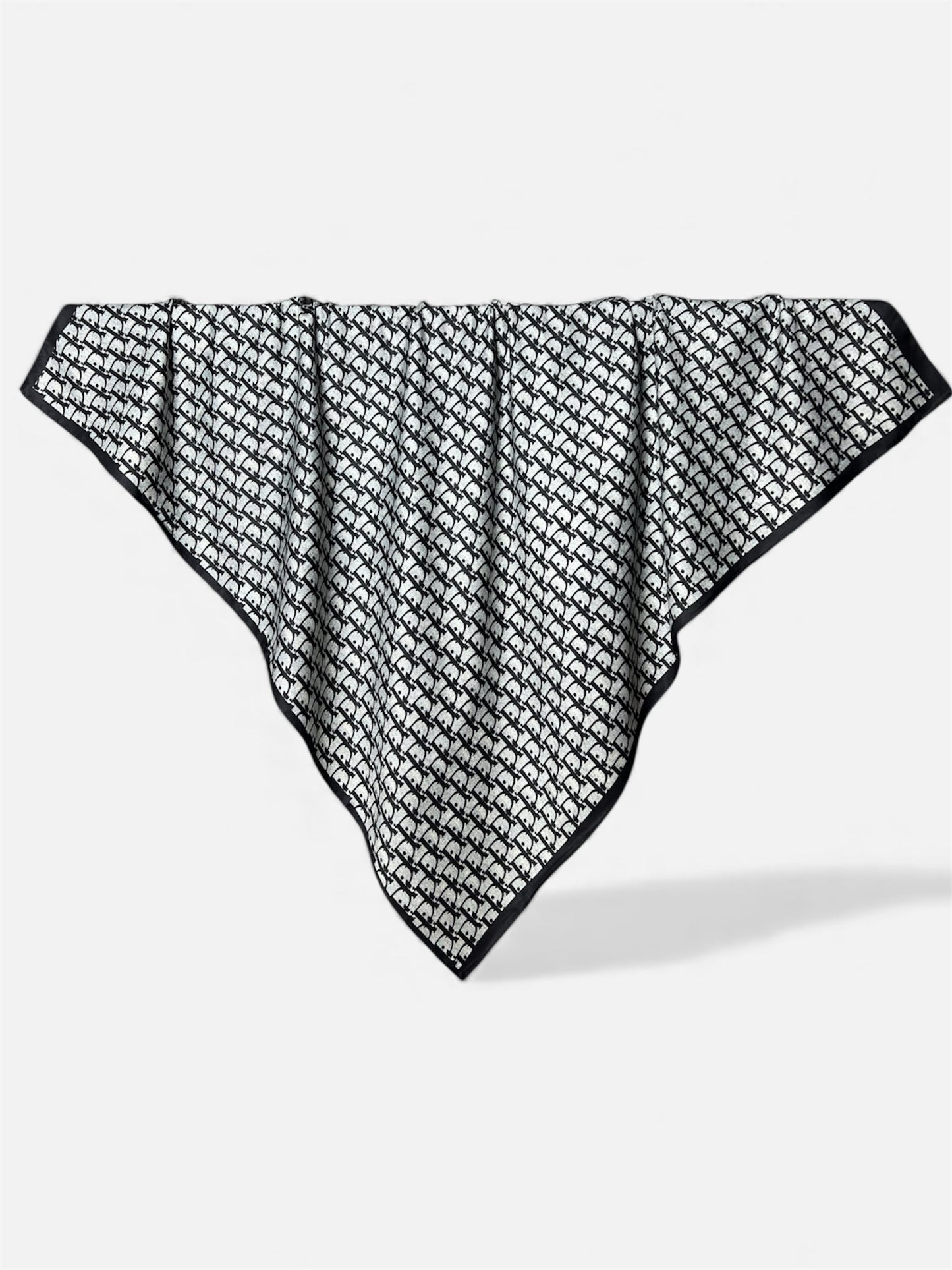 Square Hijab Silk - Black Pattern