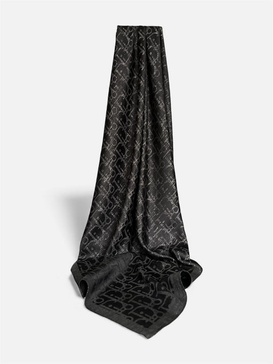 Square HIjab Silk - D Black  