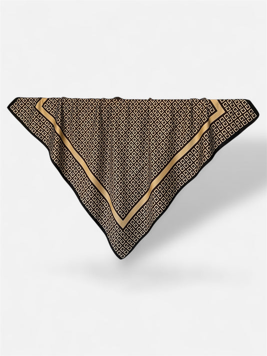 Square Satin Hijab - Geometric Coffee