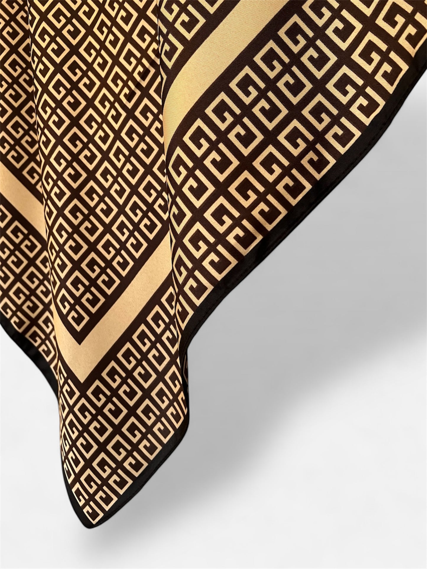 Square Satin Hijab - Geometric Coffee