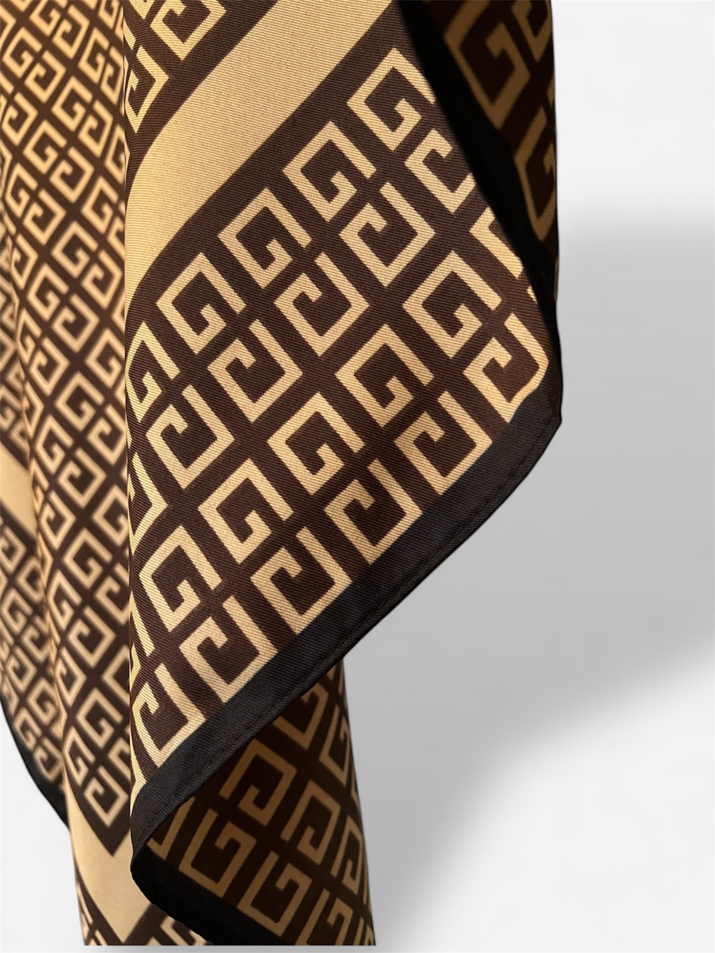 Square Satin Hijab - Geometric Coffee