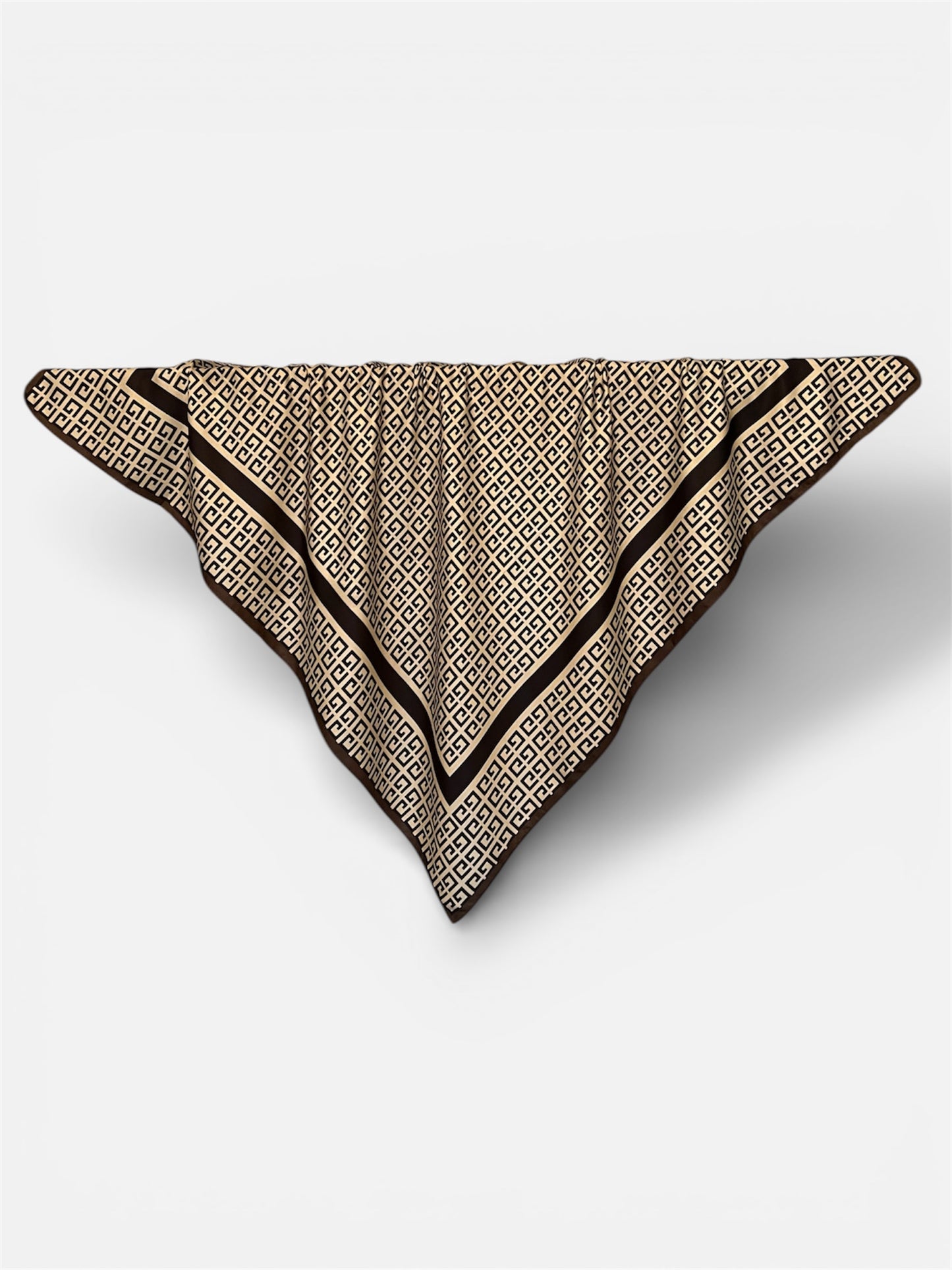 Square Satin Hijab - Geometric Mocha