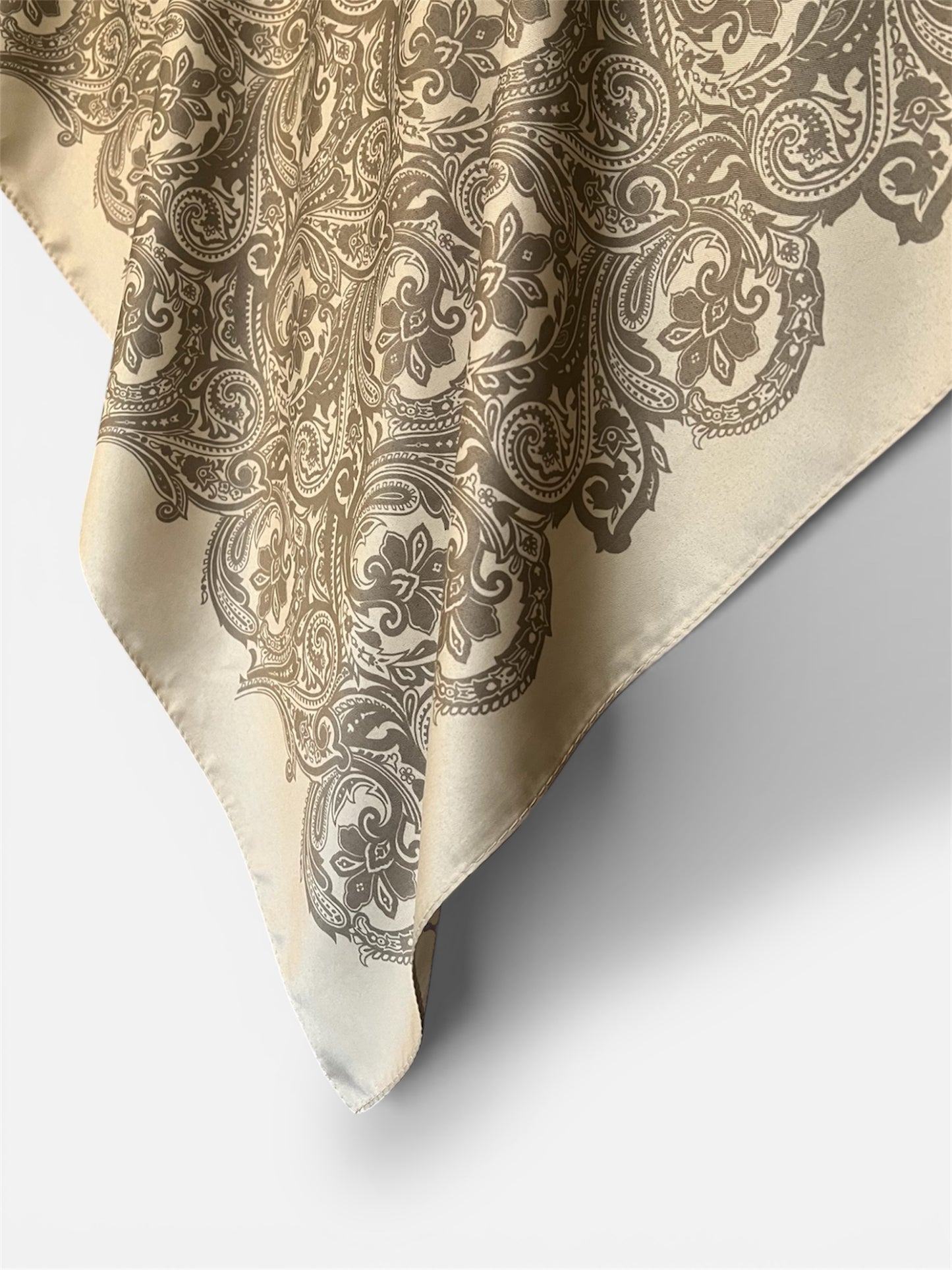 Square Satin Hijab - Paisley Sand