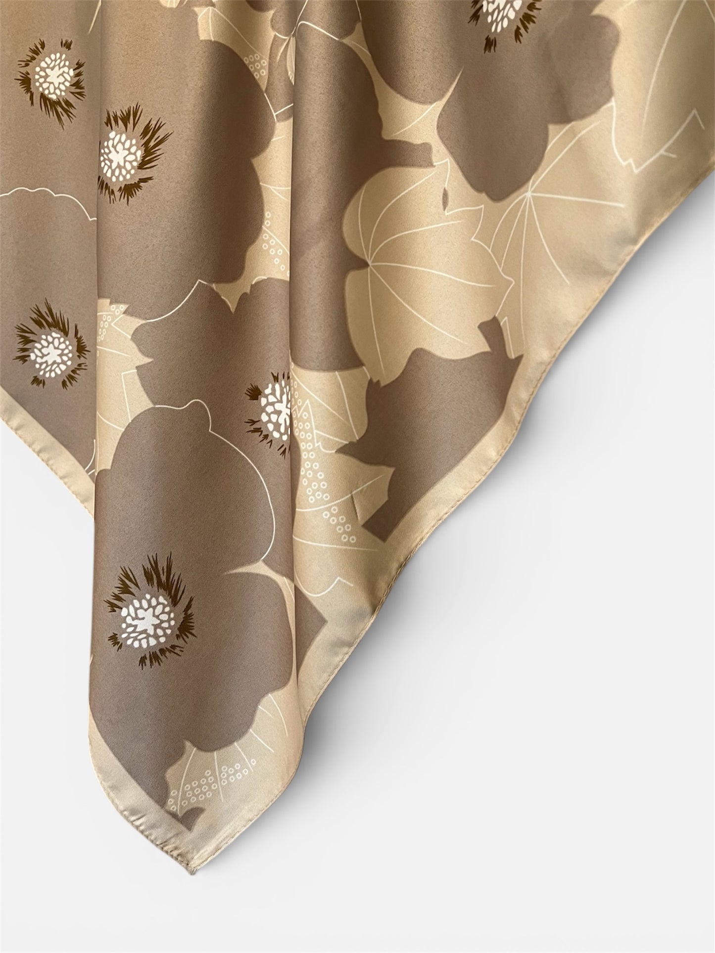 Square Satin Hijab - Beige Blossom