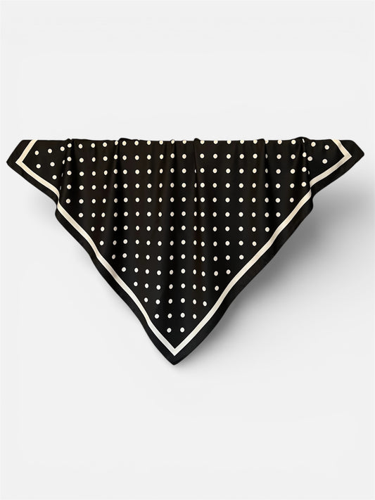 Square Satin Hijab - Polka Black
