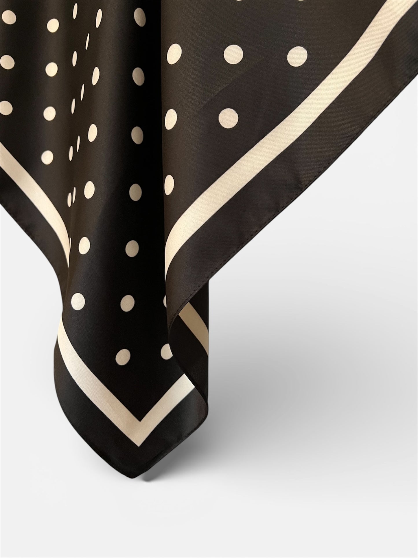 Square Satin Hijab - Polka Black