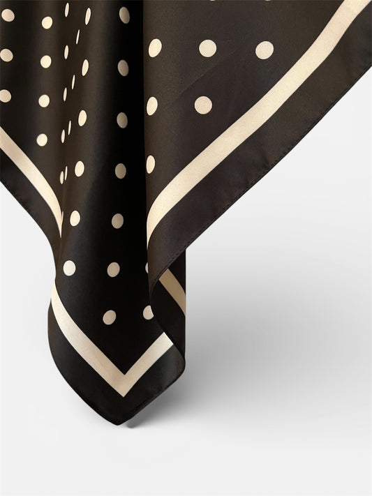 Square Satin Hijab - Polka Black