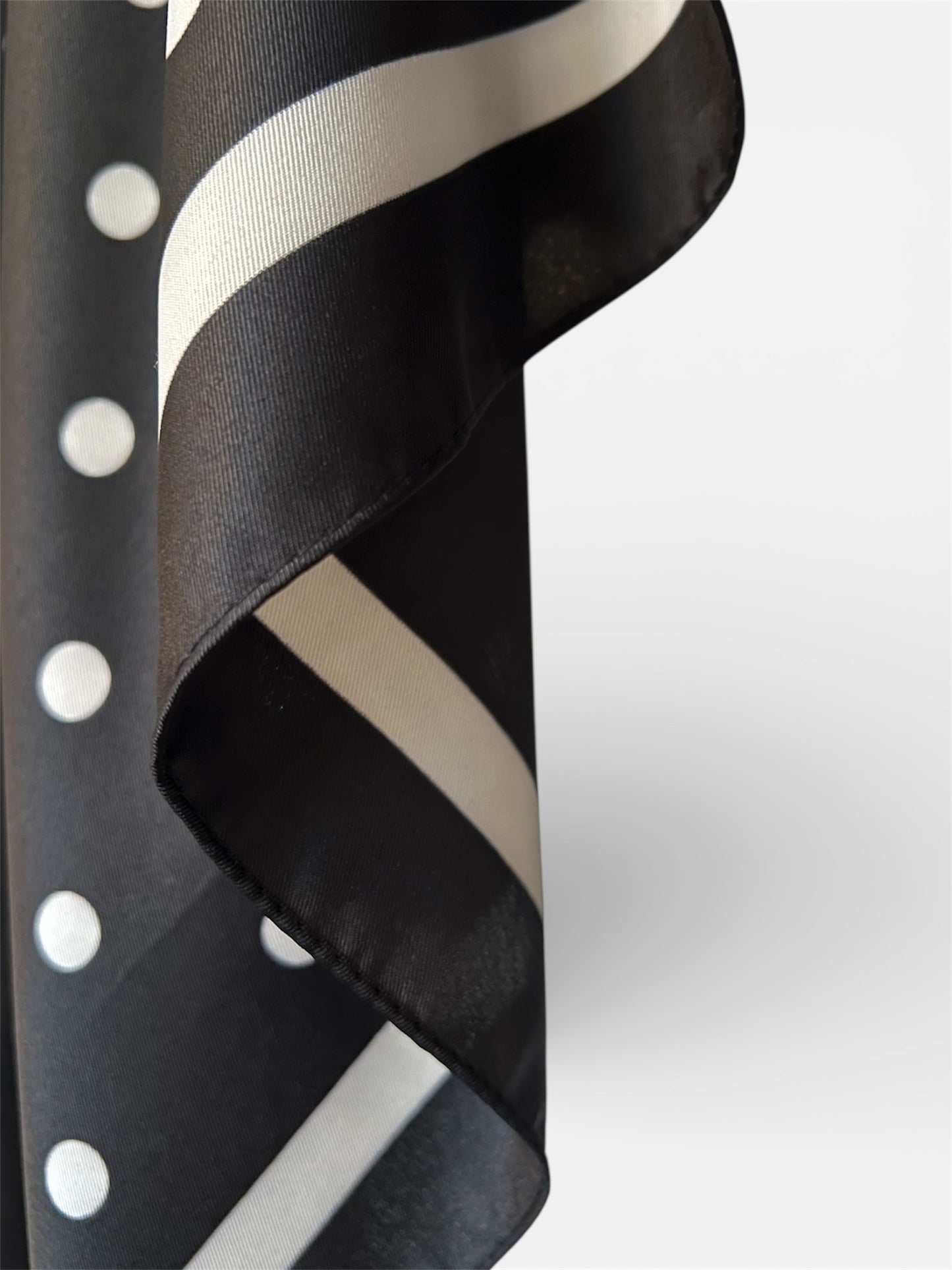 Square Satin Hijab - Polka Black